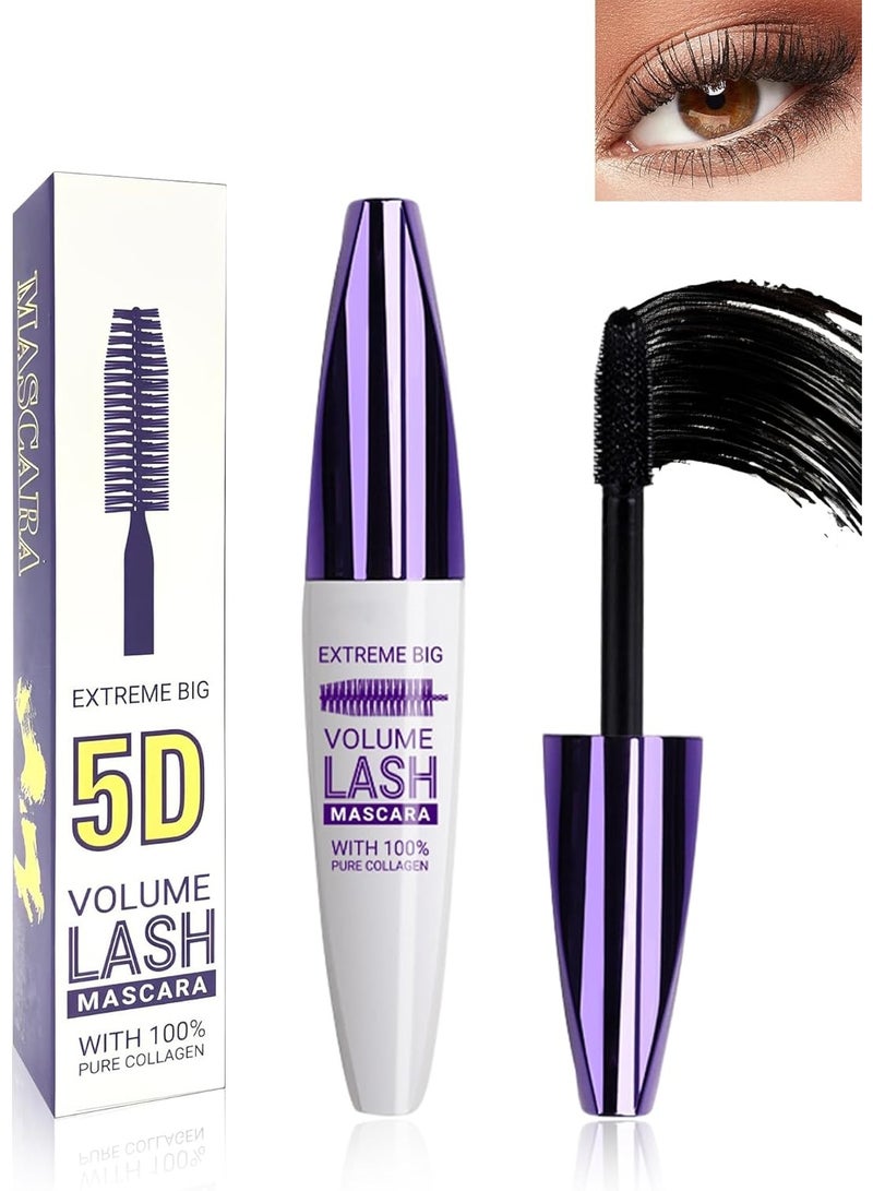 Lestpola 5D Waterproof Mascara Black with Eyelash Brush, Long Lasting Smudge-proof Mascara for Eyelashes, Volumizing Lengthening Curling Eye Lashes,Telescopic Thick Mascaras,Cosplay Halloween Stage Eye Makeup - Image 1